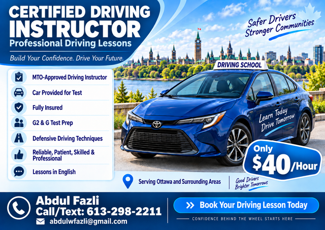 MTO Certified and Insured driving instructor