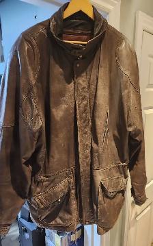 VINTAGE 90s REED SPORTSWEAR LEATHER COAT –THINSULATE 52 TALL $75