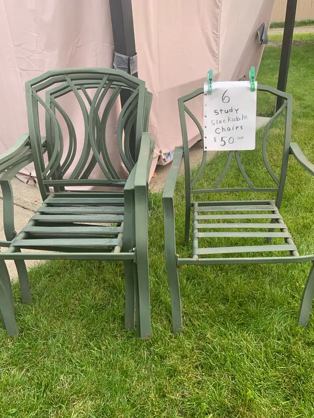 6 metal patio chairs