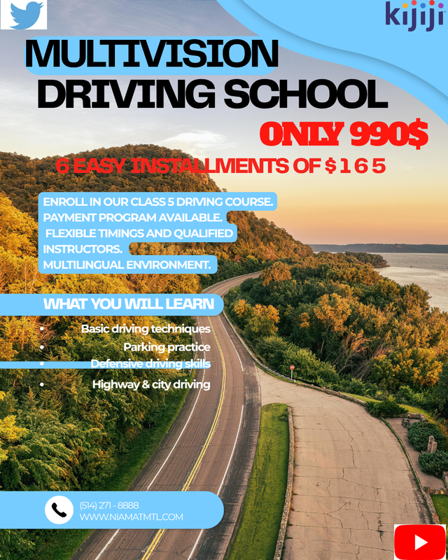 FULL CLASS-5, CAR DRIVING COURSE WITH APPROVED SAAQ SCHOOL
