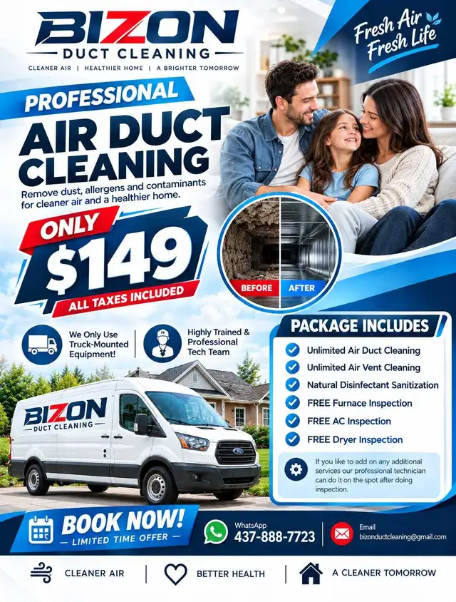 Truck Mounted Air Duct Cleaning - $149