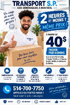 2 HEURES ET MOINS ? AIDE-DÉMÉNAGEUR 40$/H PAR HOMME• SANS CAMION - Photo 3