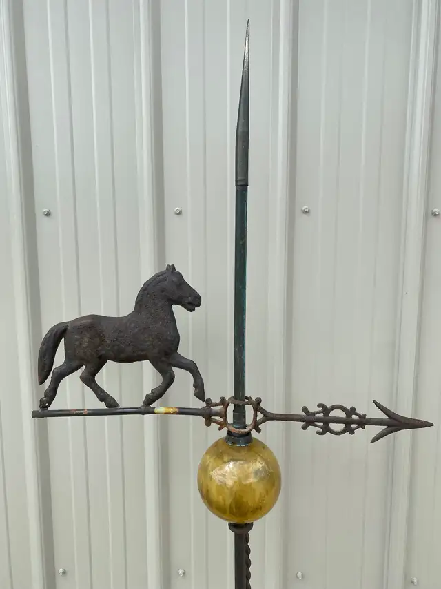 Antique lightning rod , with horse weathervane(metal early piece