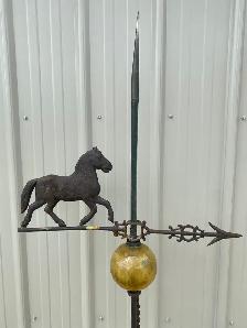Antique lightning rod , with horse weathervane(metal early piece