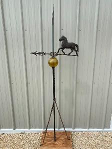 Antique lightning rod , with horse weathervane(metal early piece - Photo 3