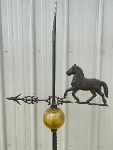 Antique lightning rod , with horse weathervane(metal early piece - Photo 4