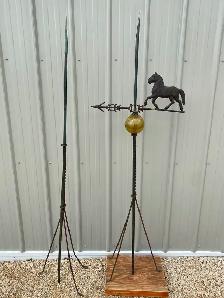 Antique lightning rod , with horse weathervane(metal early piece - Photo 5