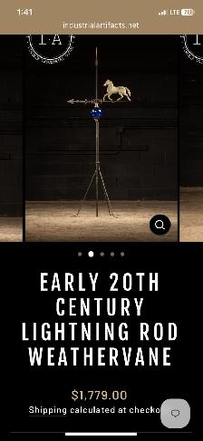 Antique lightning rod , with horse weathervane(metal early piece - Photo 6
