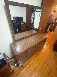 Free delivery used antique Wooden Dresser with Mirror - Photo 2