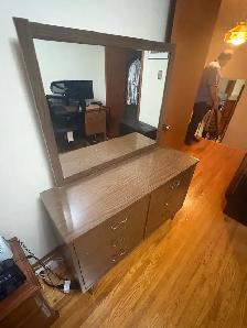 Free delivery used antique Wooden Dresser with Mirror - Photo 3