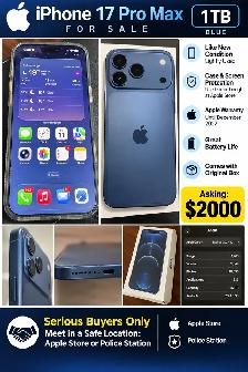 IPhone 17 Pro Max 1TB - Blue - Extended Apple Warranty