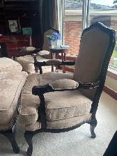 2 Bergere French Chairs with Matching Oversized Ottomans - Photo 2