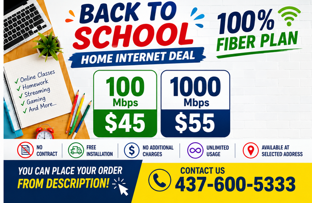 BACK TO SCHOOL HOME INTERNET DEAL – 100% PURE & RELIABLE FIBRE