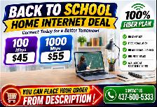 Home Internet $45 | 1000 Mbps Fiber | Back to School