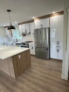 quartz countertop and cabinets