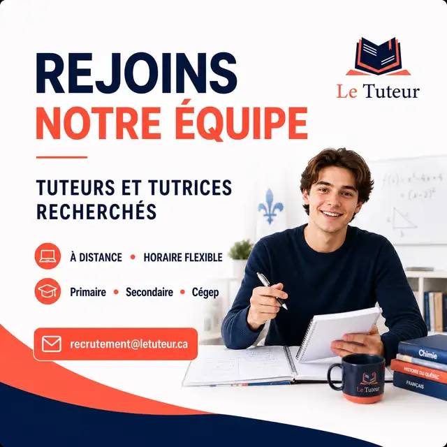 En ligne/Tutorat/Tuteur/Temps partiel/Job étudiant/Flexible/Zoom