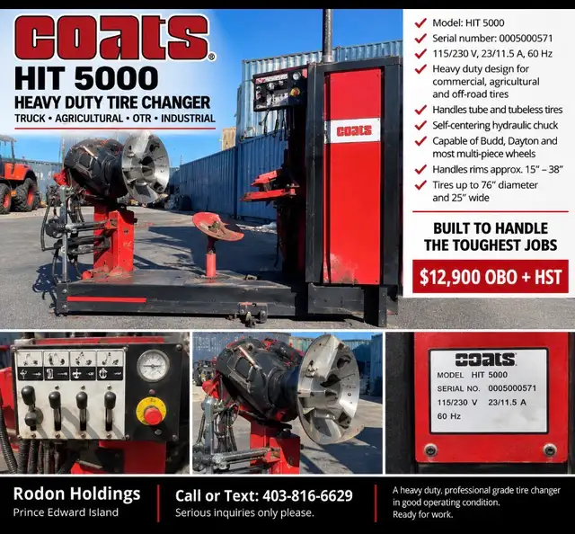 coats HIT 5000 heavy duty tire changer