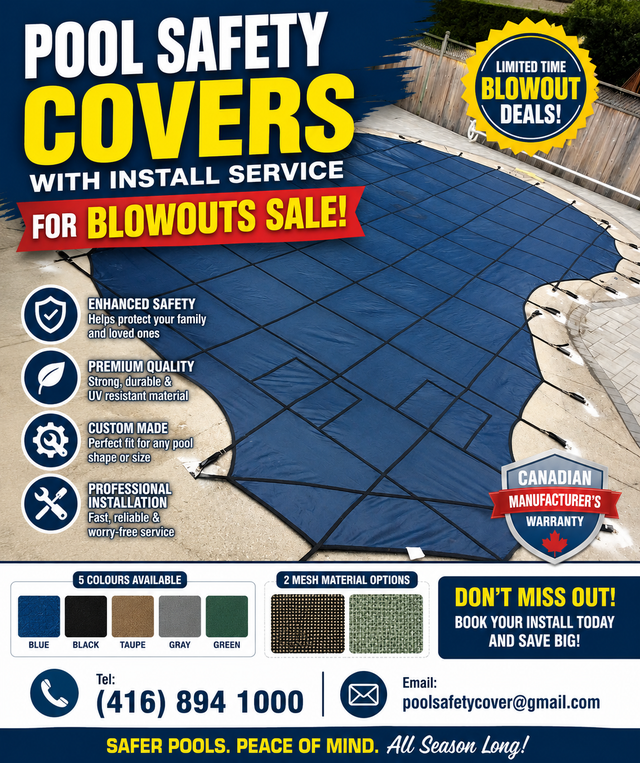 Swimming Pool Safety Mesh Covers for Blowouts Sale in Ontario !