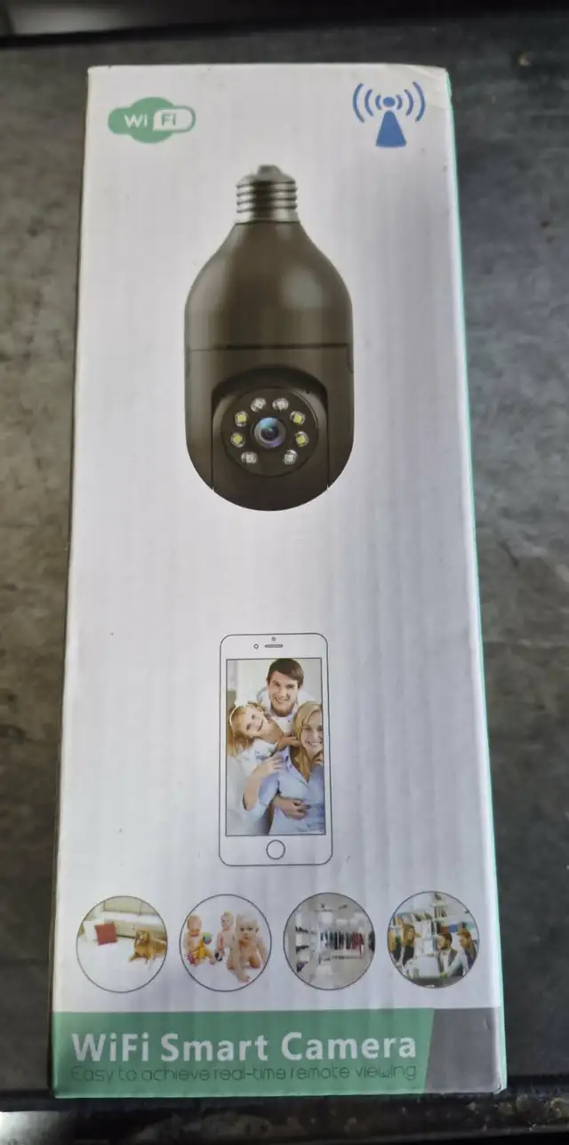 3MP WIFI PTZ SMART BULB SECURITY CAMERA – AI – NEW – $25 OBO