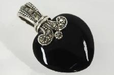 925 BLACK STONE HEART PENDANT - Photo 2