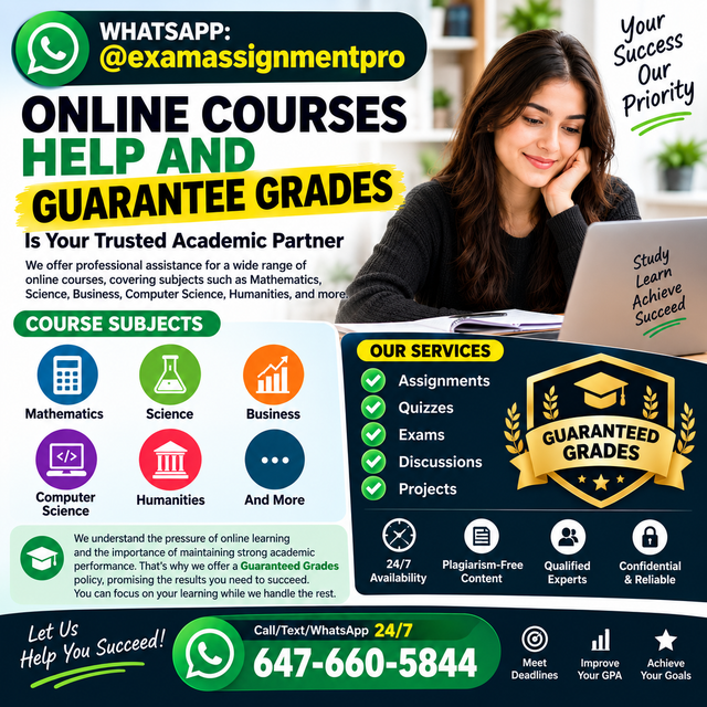 Online Course Help All Subjects All Universities All State 100%