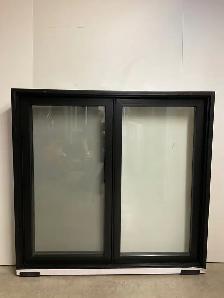 11035BP Fenêtre Battant PVC Noir/Noir 2 sect 1 ouv 58 1/2x55 1/2