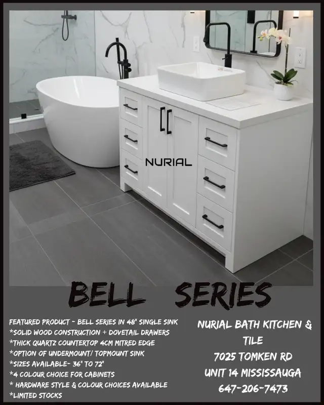 White Bathroom Vanity, Kitchen Cabinet, Mirror, Porcelain Tile