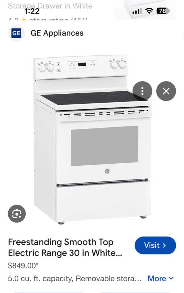 Freestanding Smooth Top Electric Range 30