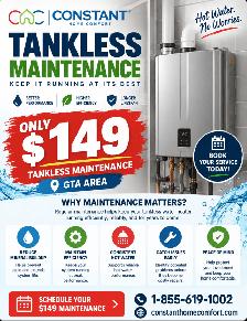 TANKLESS WATER HEATER MAINTENANCE — ONLY $149