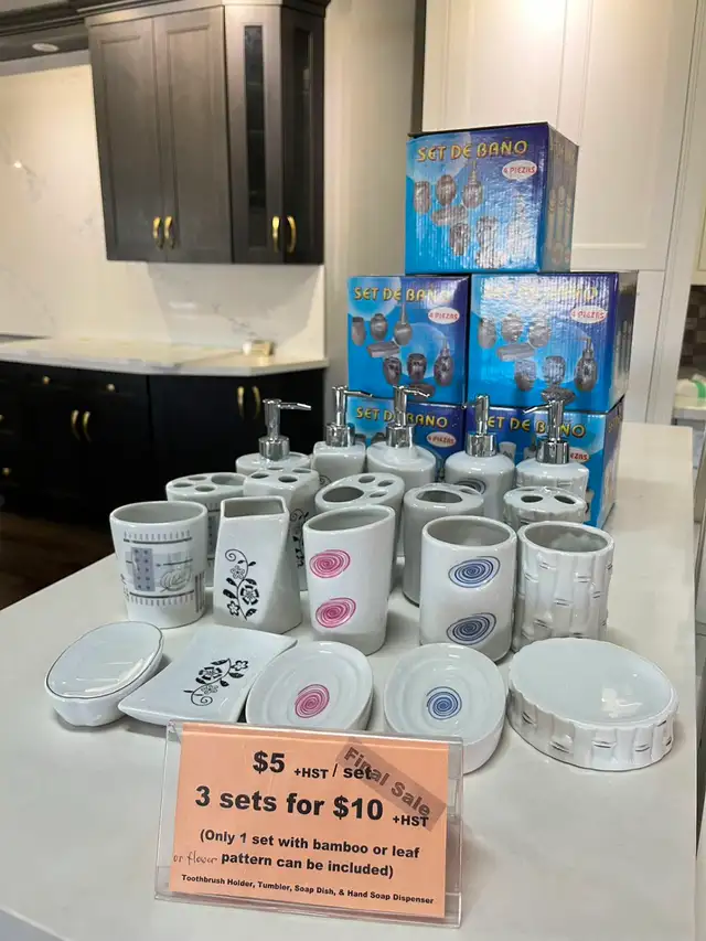 3 Sets for $10! 4-Piece Ceramic Bathroom Accessory Sets