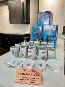 3 Sets for $10! 4-Piece Ceramic Bathroom Accessory Sets