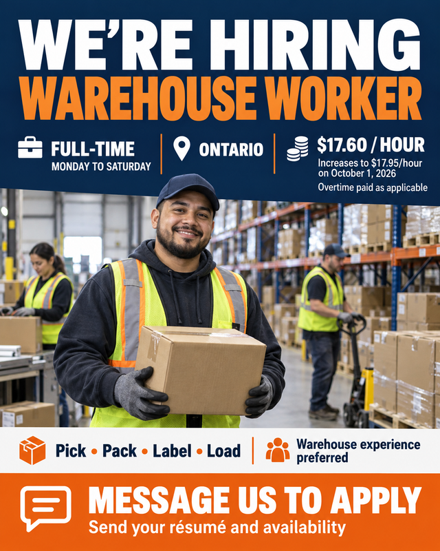 Full Time Warehouse and Manufacturing Job