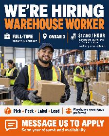 Full Time Warehouse and Manufacturing Job