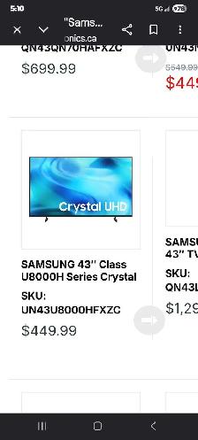SAMSUNG 43″ Series Crystal UHD 4K Smart Tizen TV (UN