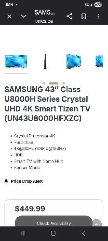 SAMSUNG 43″ Series Crystal UHD 4K Smart Tizen TV (UN - Photo 2
