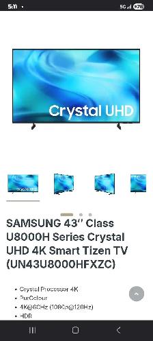 SAMSUNG 43″ Series Crystal UHD 4K Smart Tizen TV (UN - Photo 5