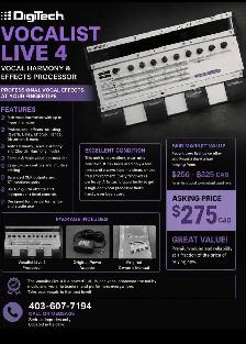DIGITECH VOCALIST LIVE 4 VOCAL HARMONY & EFFECTS PROCESSOR