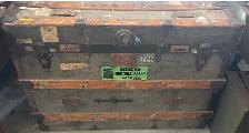 Antique 1900s Flat-Top Steamer Trunk / Coffee Table (OBO)