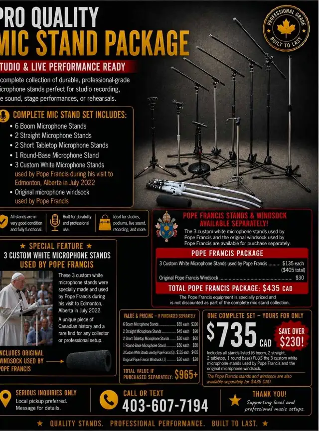 PRO QUALITY MIC STAND PACKAGE – $735