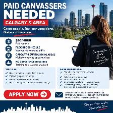 PAID CANVASSERS NEEDED – CALGARY & AREA