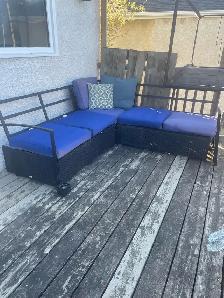 L Shaped Outdoor Seating with Attachable Canopy