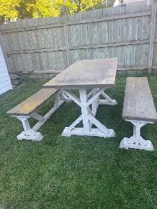 Wooden Picnic Table Set – Handmade, Solid Wood - Photo 2