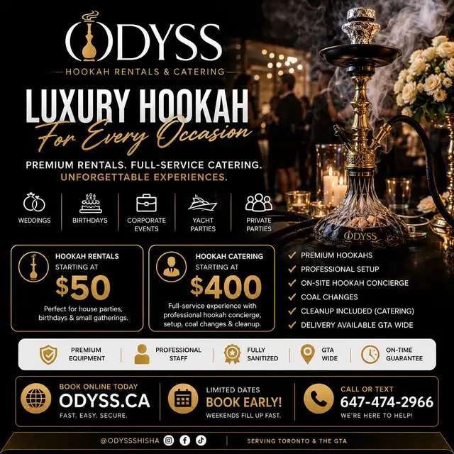 Hookah Rentals and Catering in GTA