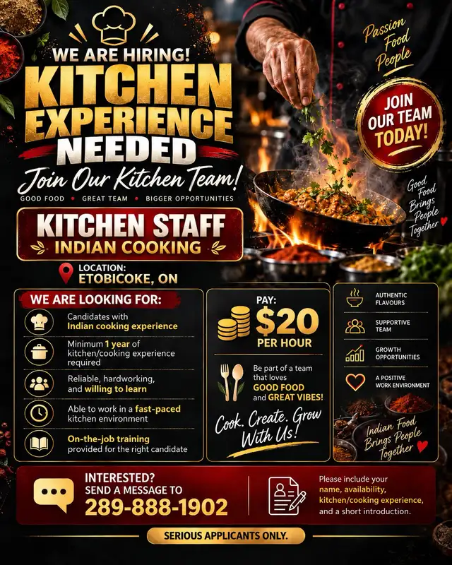 Looking for Kitchen Helper