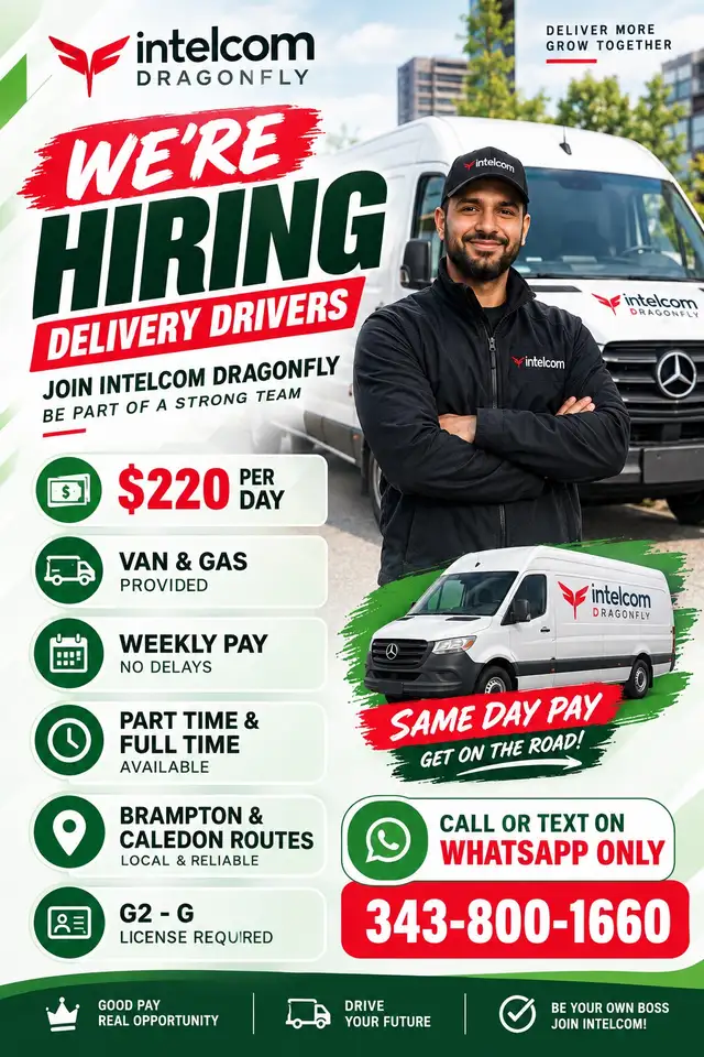 We are hiring delivery drivers in GTA