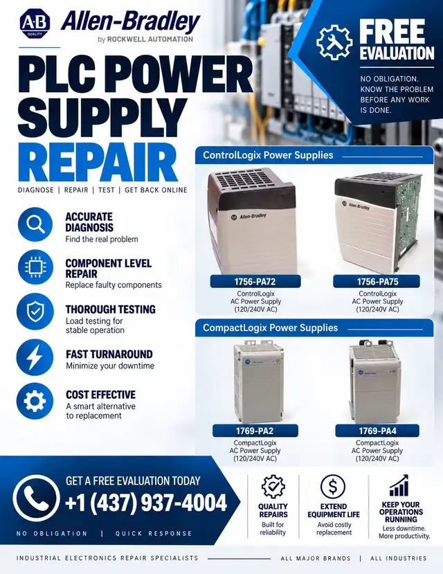 Allen-Bradley PLC Power Supply Repair – Free Evaluation