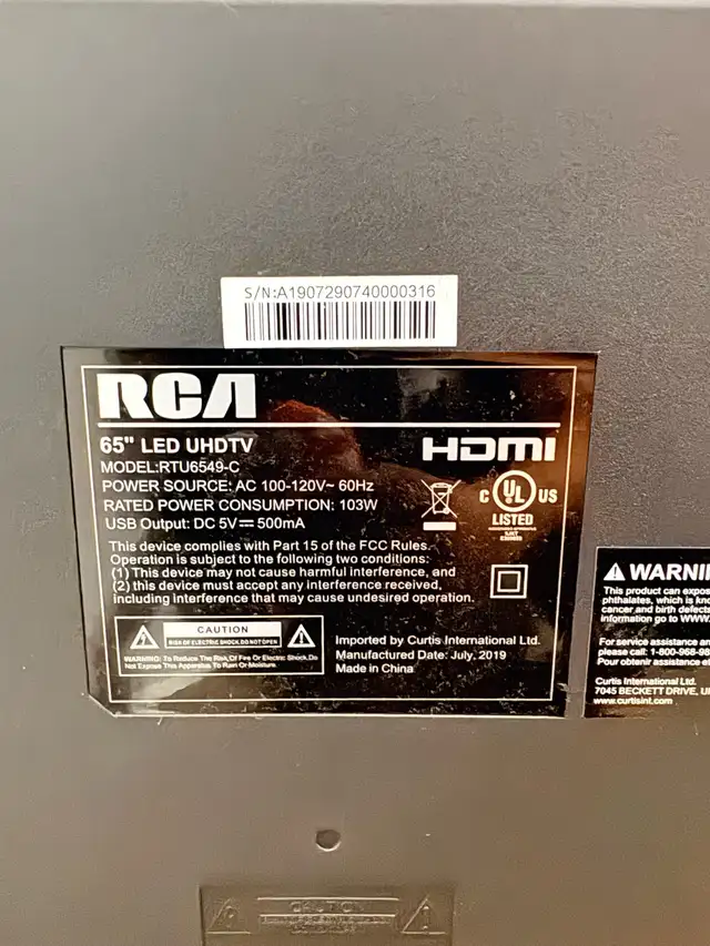 50 inch RCA TV