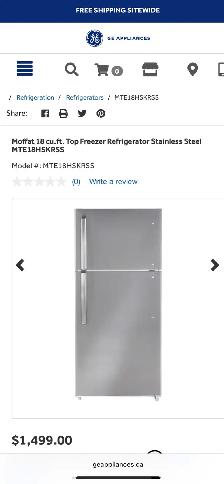 NEW 30" Moffat Top Freezer Fridge (18 Cu.Ft) Stainless Steel - Photo 10