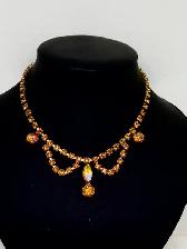 1950's Fine Amber Crystal Rhinestone Necklace