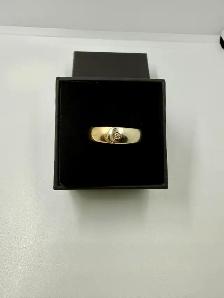 Men's 14K White Gold & Gold Band w Small Diamond~Size 8.5